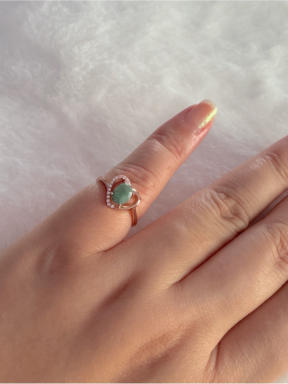 Heart Halo Rose Gold Plated S925 Ring with Brazilian Emerald